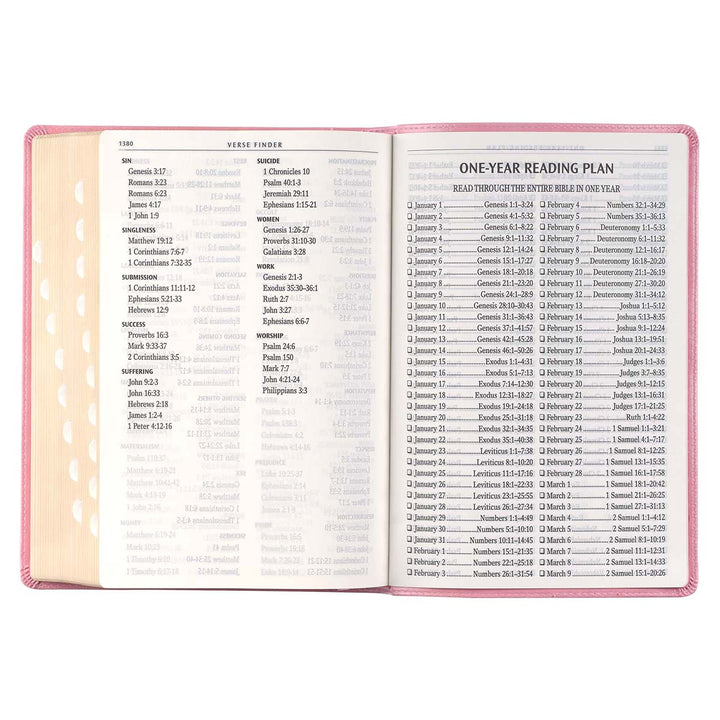 KJV Pink Faux Leather Full-Size Bible Giant Print Indexed