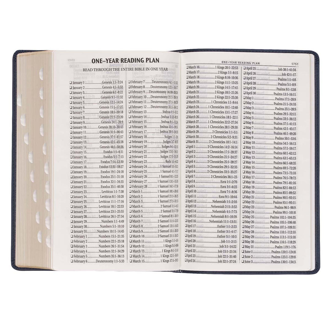 KJV Dark Blue Faux Leather Bible Giant Print With Thumb Index