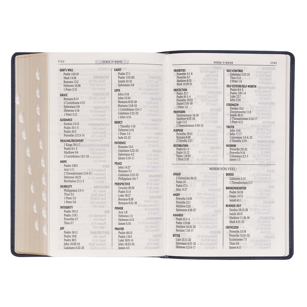 KJV Dark Blue Faux Leather Bible Giant Print With Thumb Index