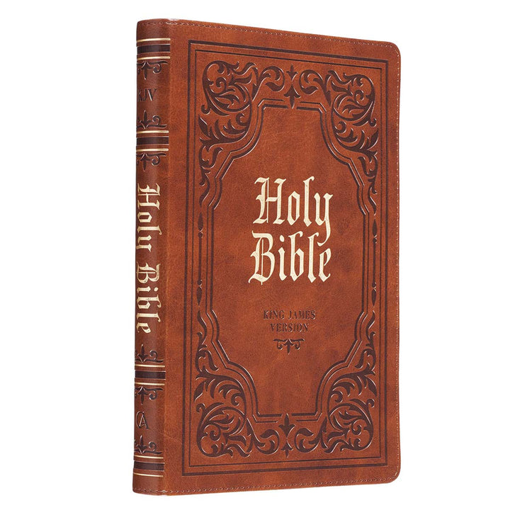 KJV Brown Faux Leather Thinline Bible Large Print With Thumb Index