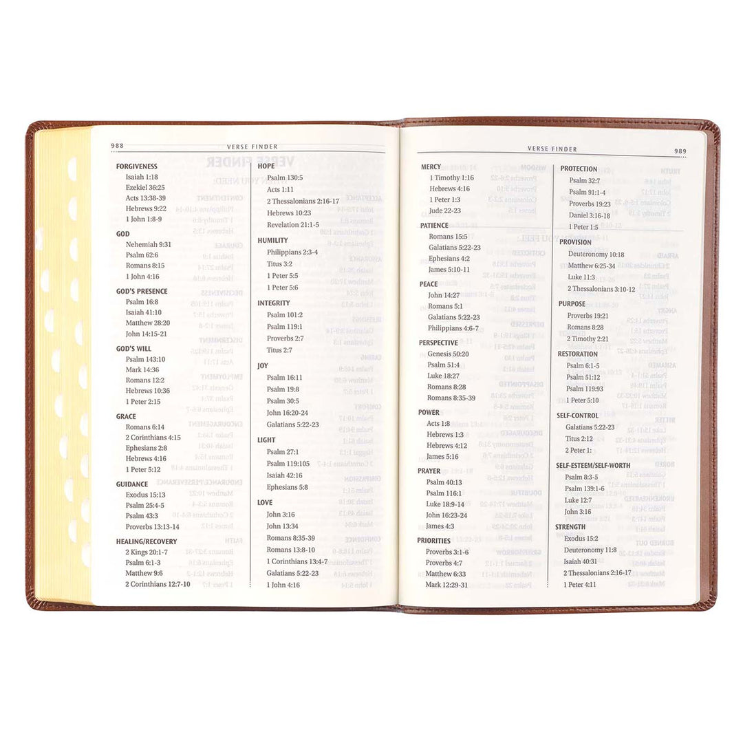 KJV Brown Faux Leather Thinline Bible Large Print With Thumb Index
