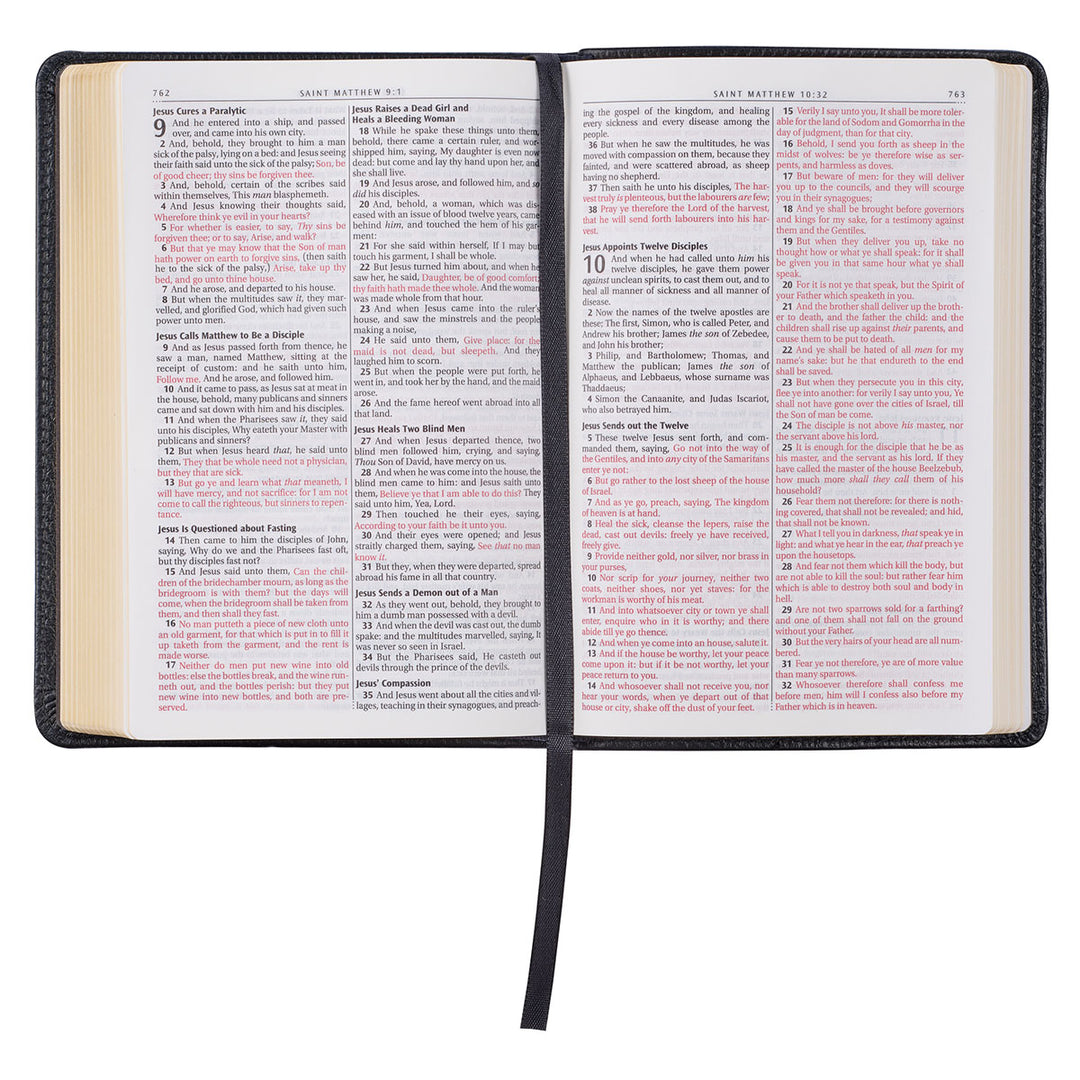 KJV Black Genuine African Leather Compact Bible Red Letter