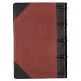 KJV Brandy & Dark Brown Genuine African Leather Bible Giant Print Indexed Red Letter