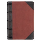 KJV Brandy & Dark Brown Genuine African Leather Bible Giant Print Indexed Red Letter