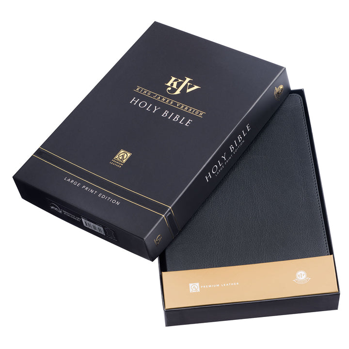 KJV Black Genuine African Leather Thinline Bible Large Print Indexed Red Letter
