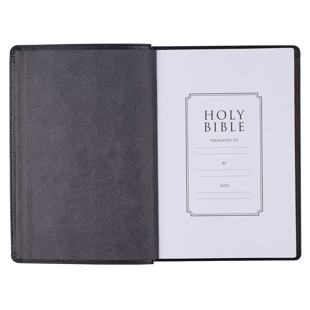 KJV Black Genuine African Leather Thinline Bible Large Print Indexed Red Letter