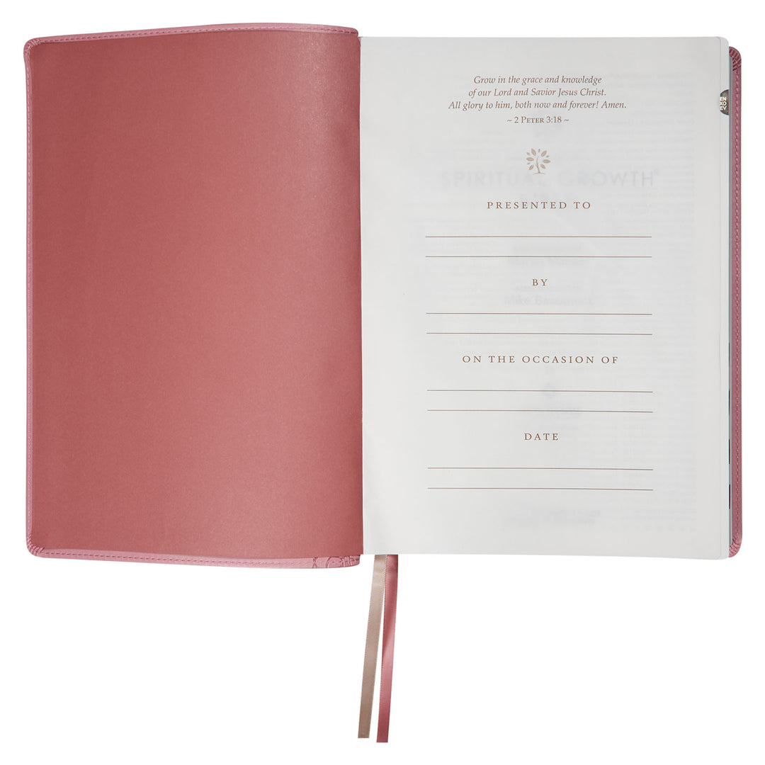NLT Pink Faux Leather Thumb Indexed Spiritual Growth Bible