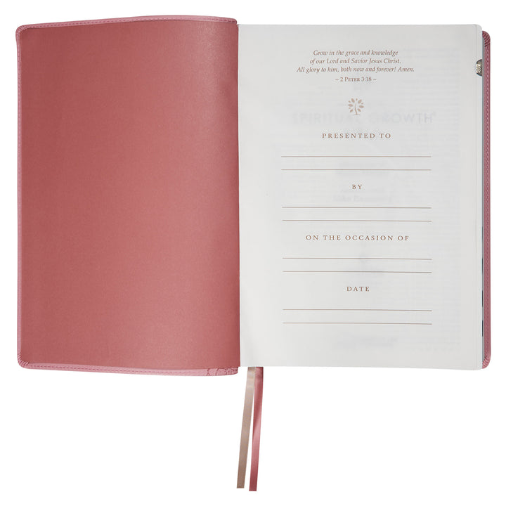 NLT Pink Faux Leather Thumb Indexed Spiritual Growth Bible