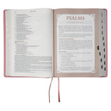 NLT Pink Faux Leather Thumb Indexed Spiritual Growth Bible