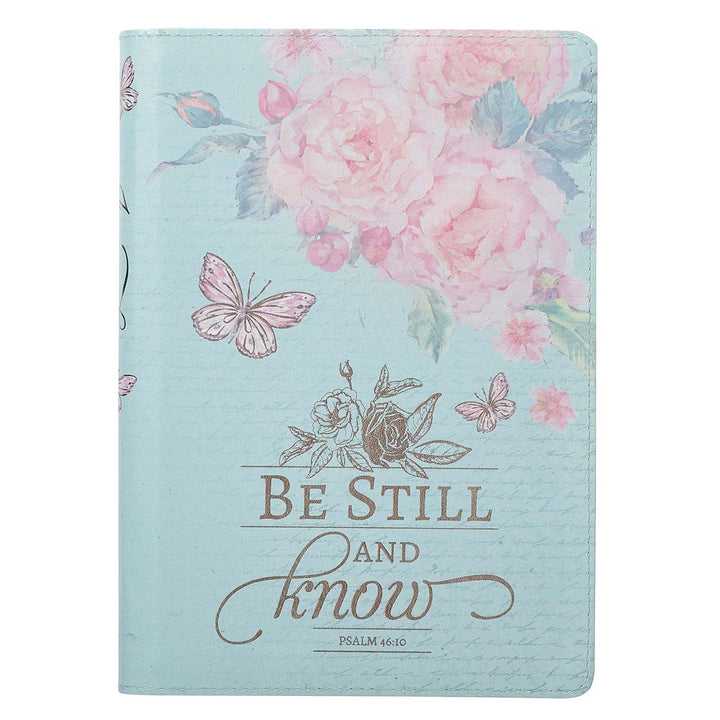 Be Still And Know Pink Butterfly (Faux Leather Journal With Zipped Closure)