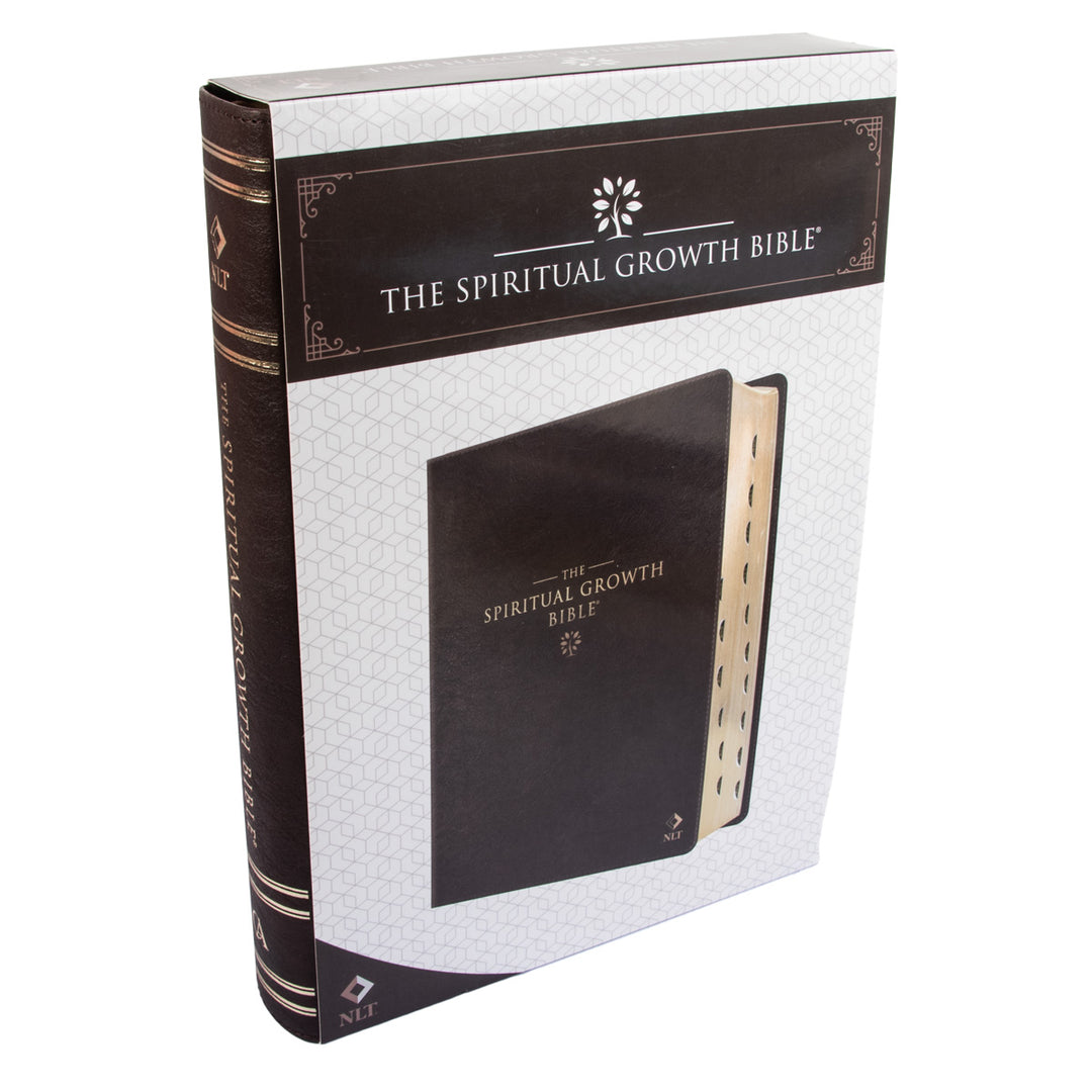NLT Dark Brown Faux Leather Thumb Indexed Spiritual Growth Bible