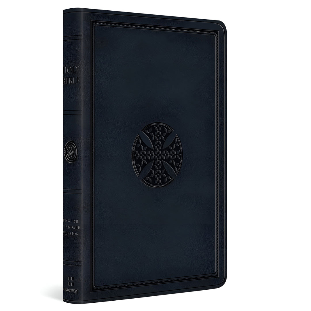 ESV Navy Mosaic Cross Design Imitation Leather Value Thinline Bible Large Print