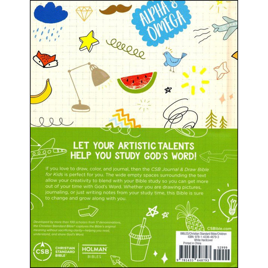 CSB Journal And Draw Bible For Kids White (Hardcover)