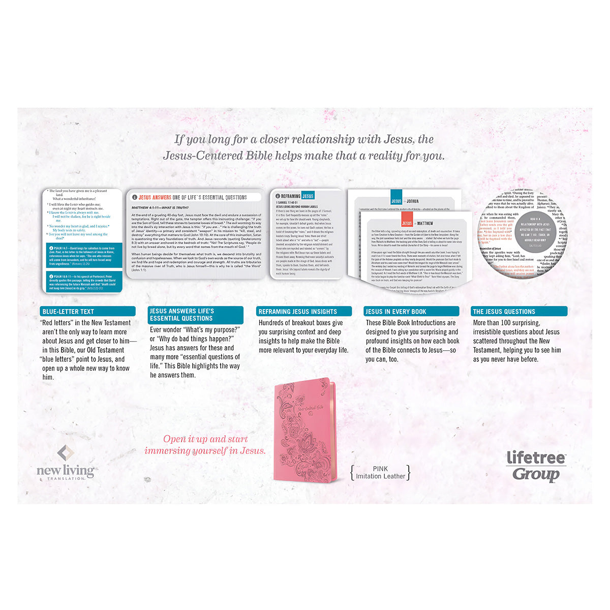 NLT Pink Imitation Leather Jesus-Centered Bible