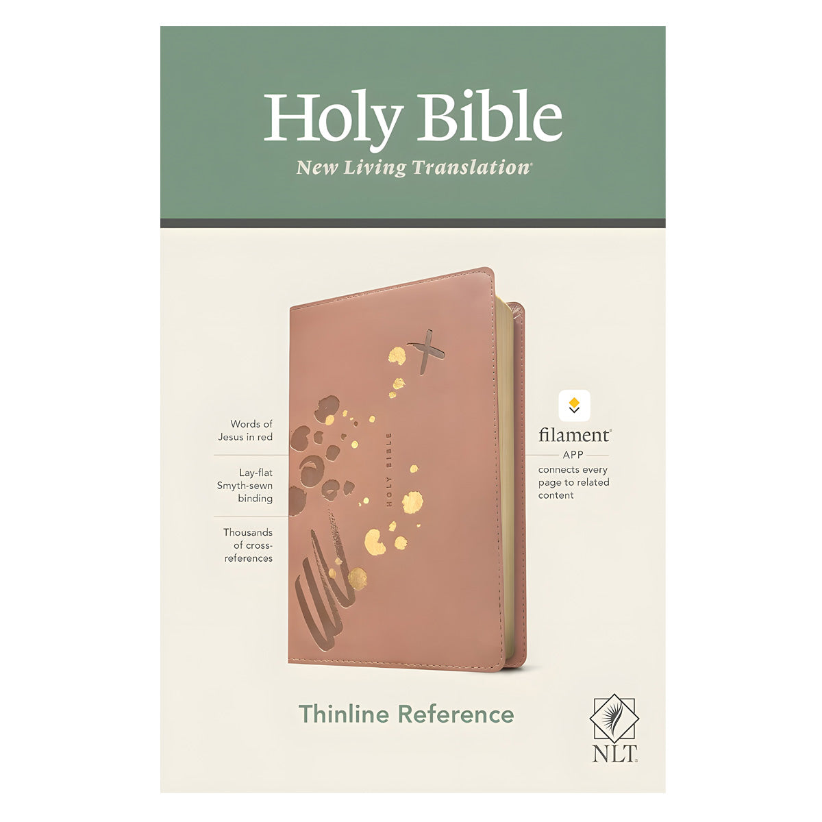 NLT Brushed Pink Imitation Leather Filament Thinline Reference Bible