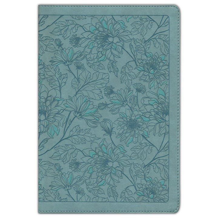 NLT Filament Thinline Reference Bible Large Print Red Letter  Floral Leaf Teal (Imitation Leather)