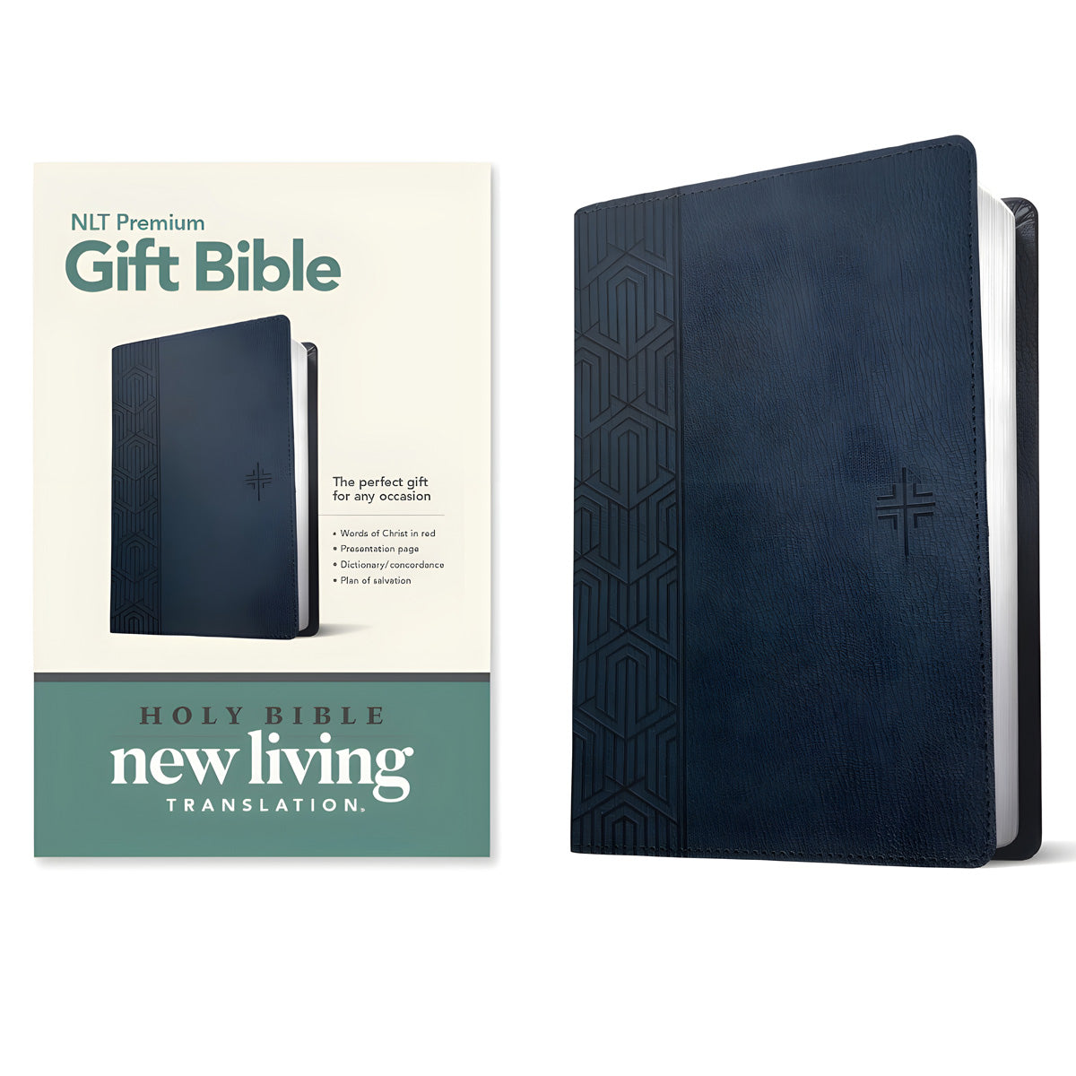 NLT Blue Faux Leather Premium Gift Bible Red Letter