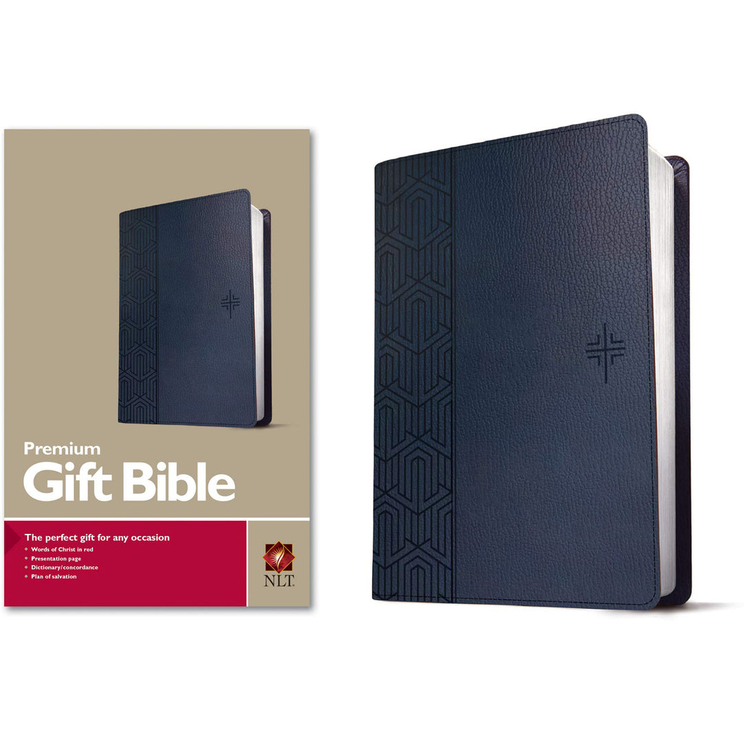 NLT Blue Faux Leather Premium Gift Bible Red Letter