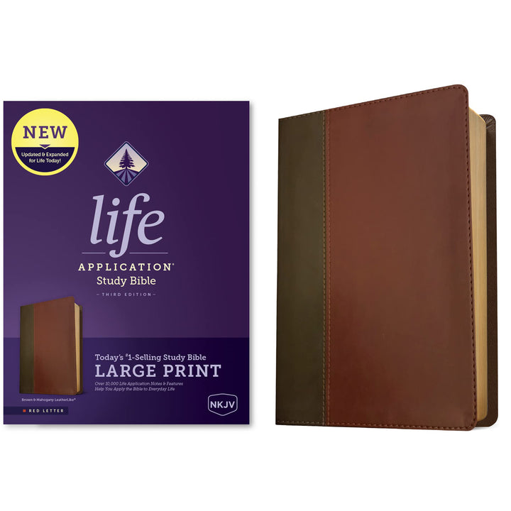 NKJV Life Application Study Bible, Third Ed, Large Print, Red Letter, Mahogany (Immitation Leather)