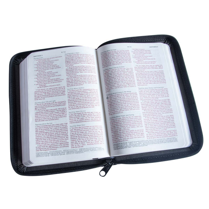 NLT Filament Compact Zipper Bible, Red Letter, With Zipper, Charcoal Patch (Imitation Leather)