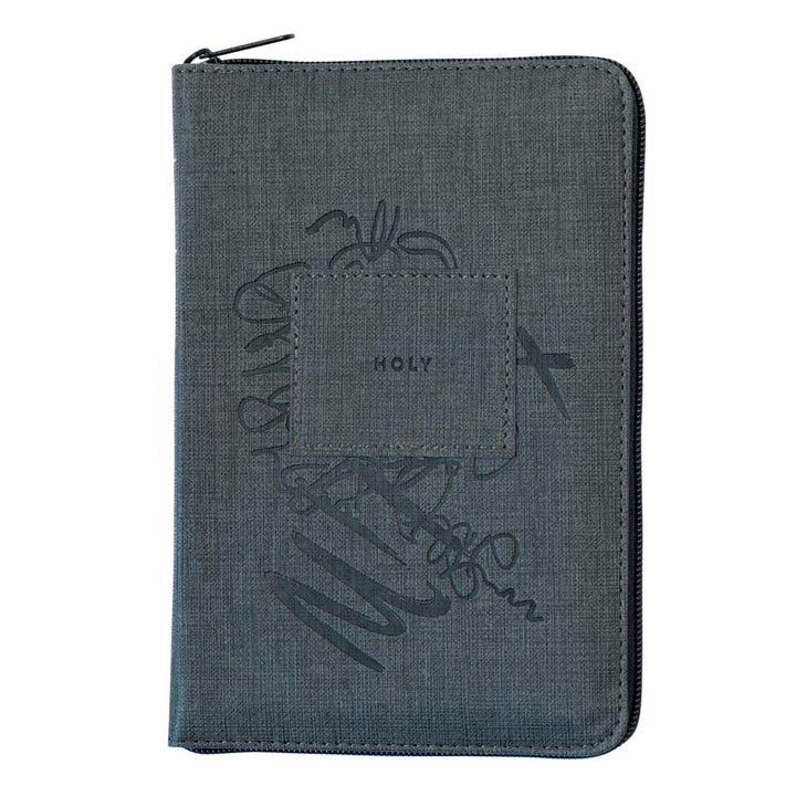 NLT Filament Compact Zipper Bible, Red Letter, With Zipper, Charcoal Patch (Imitation Leather)