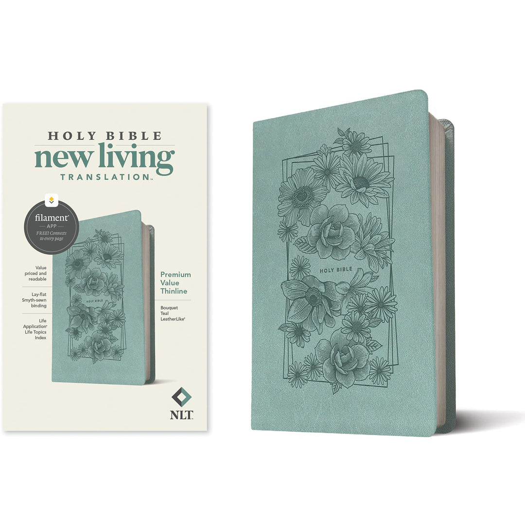 NLT Filament Premium Value Thinline Bible, Bouquet Teal (Imitation Leather)