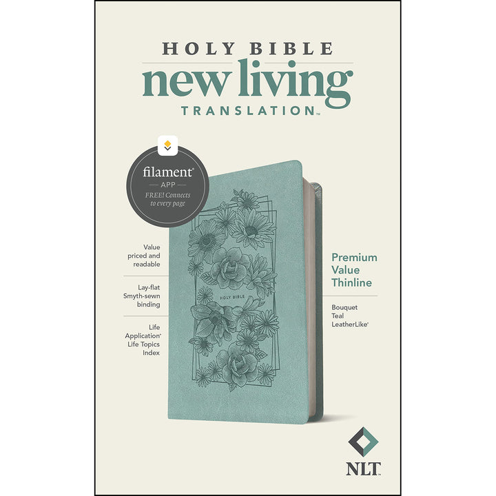 NLT Filament Premium Value Thinline Bible, Bouquet Teal (Imitation Leather)