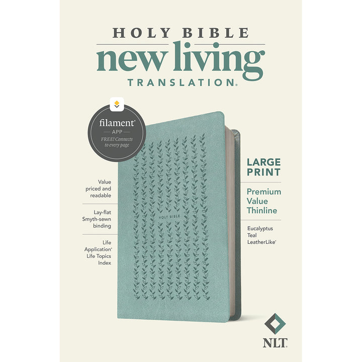 NLT Filament Premium Value Thinline Bible, Large Print, Eucalyptus Teal (Imitation Leather)