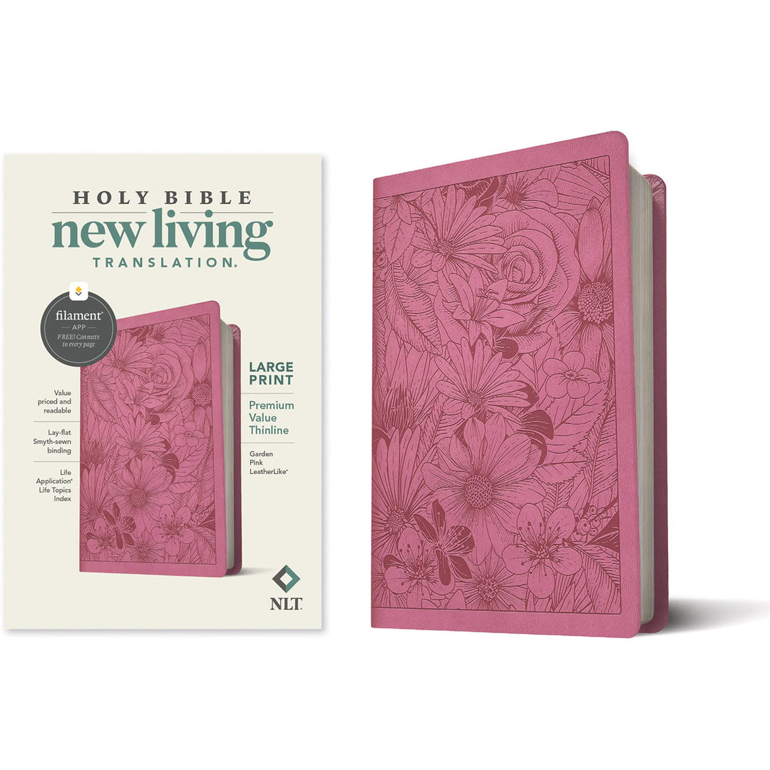 NLT Filament Premium Value Thinline Bible, Large Print, Garden Pink (Imitation Leather)