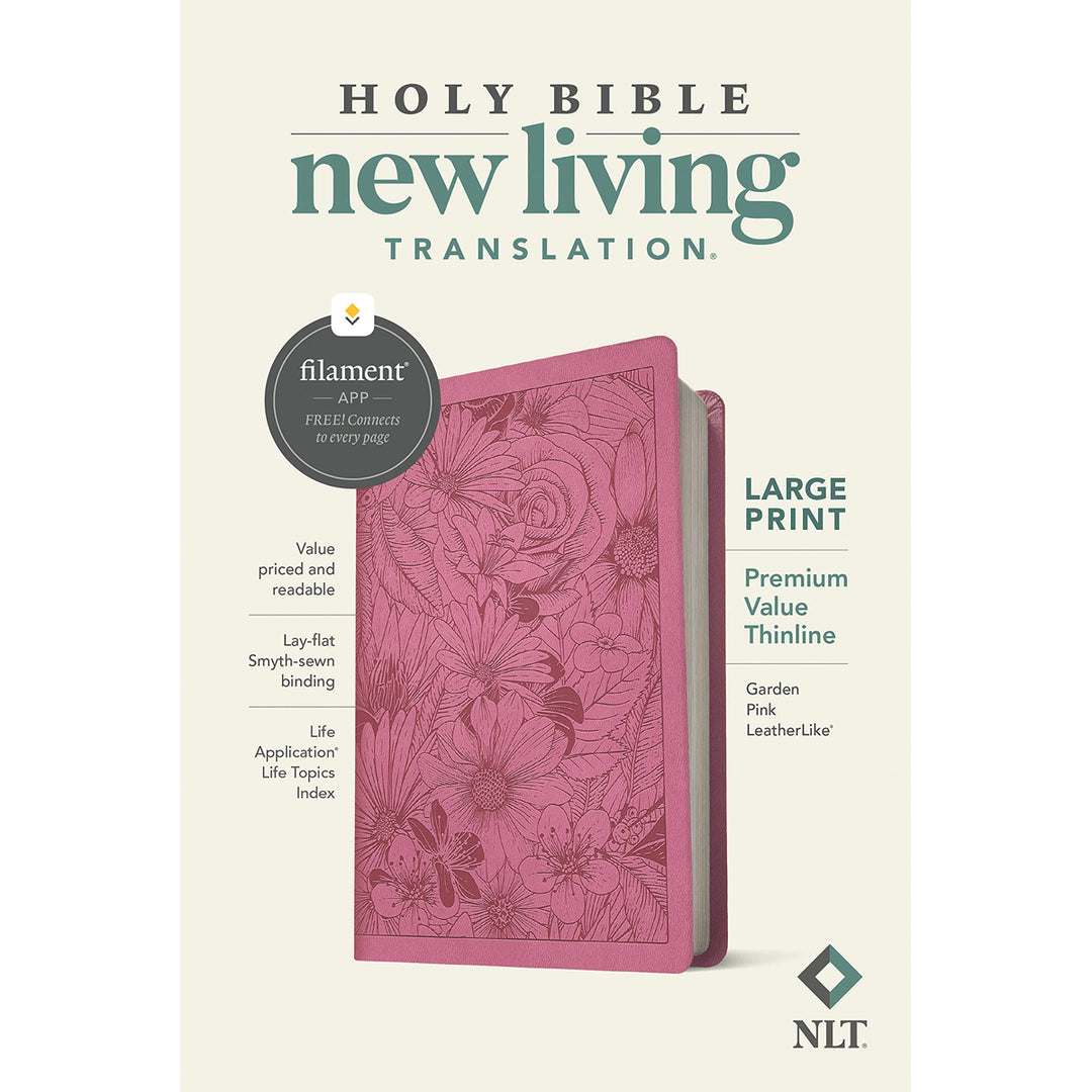 NLT Filament Premium Value Thinline Bible, Large Print, Garden Pink (Imitation Leather)