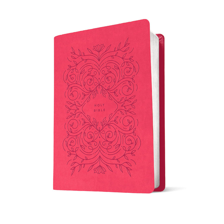 NLT Premium Gift Bible, Red Letter, Very Berry Pink Vines (Immitation Leather)