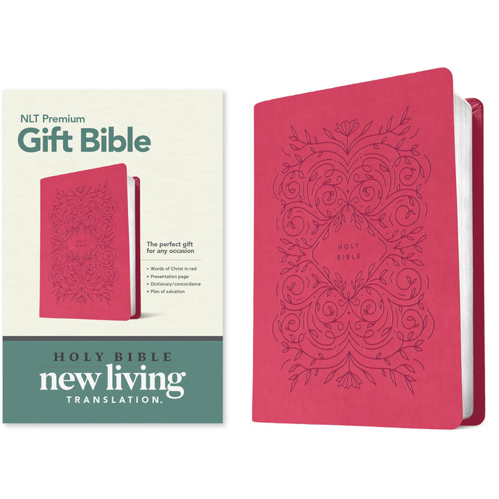 NLT Premium Gift Bible, Red Letter, Very Berry Pink Vines (Immitation Leather)