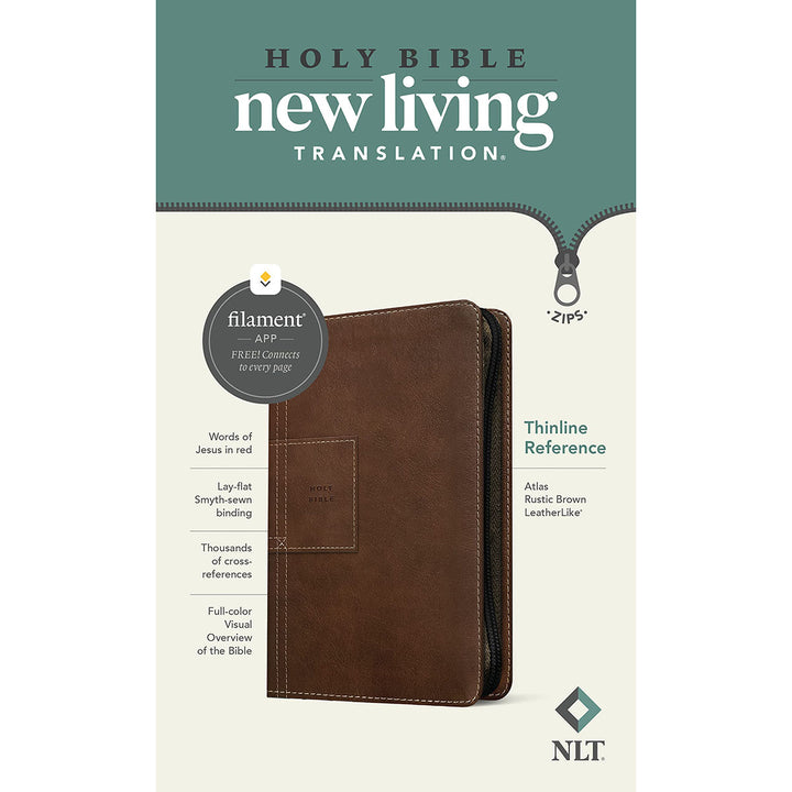 NLT Filament Thinline Reference Bible, Rustic Brown With Zip (Imitation Leather)