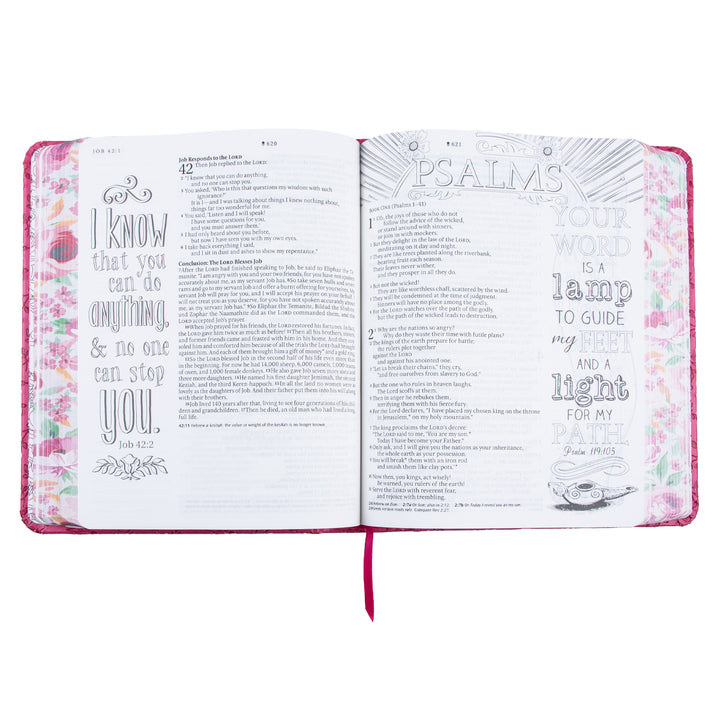 NLT Pink Peony Faux Leather Inspire Filament Bible