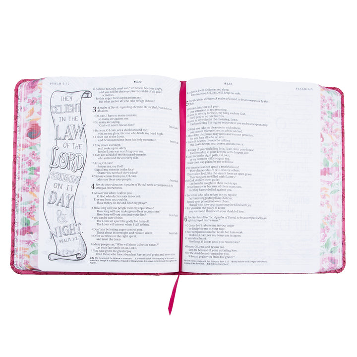 NLT Pink Peony Faux Leather Inspire Filament Bible