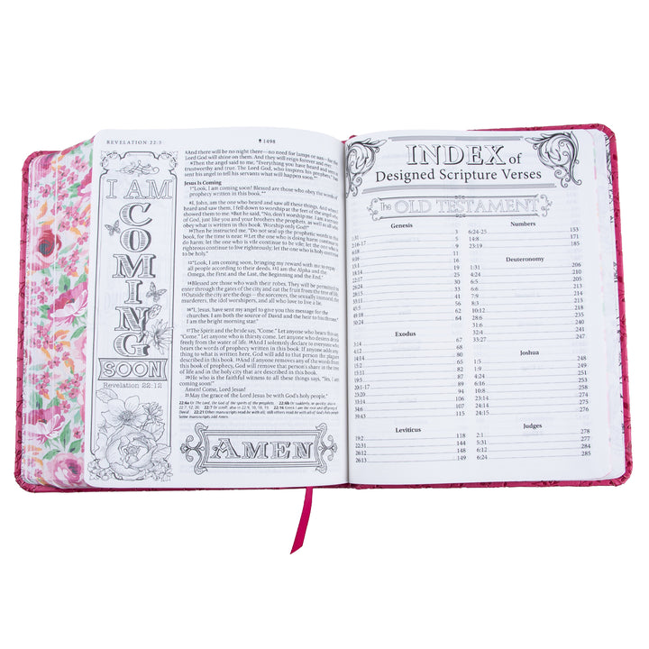 NLT Pink Peony Faux Leather Inspire Filament Bible