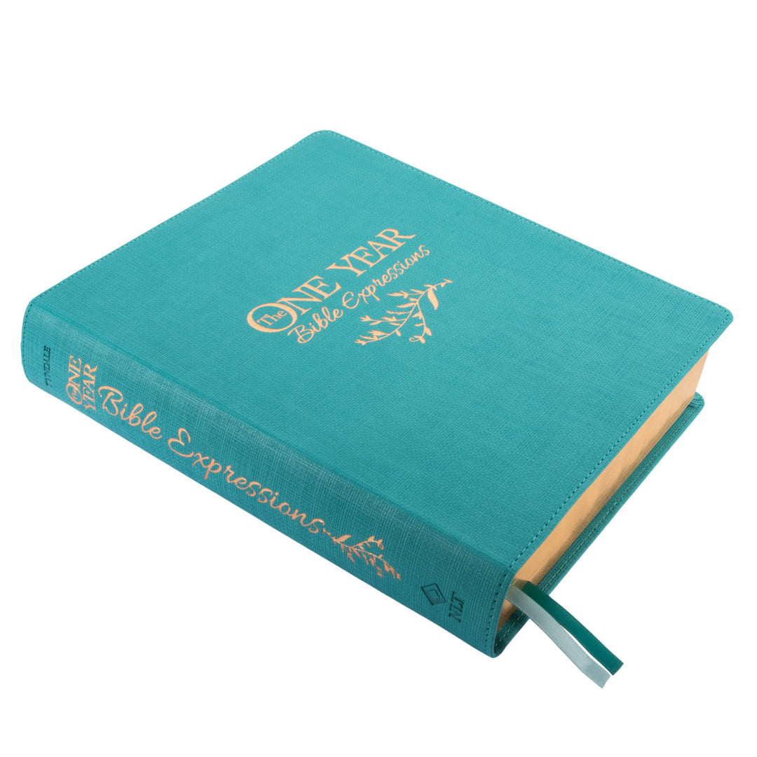 NLT Teal Faux Leather Flexcover One Year Bible Expressions