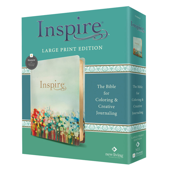 NLT Floral Fields Faux Leather Inspire Large Print Filament-Enabled Bible