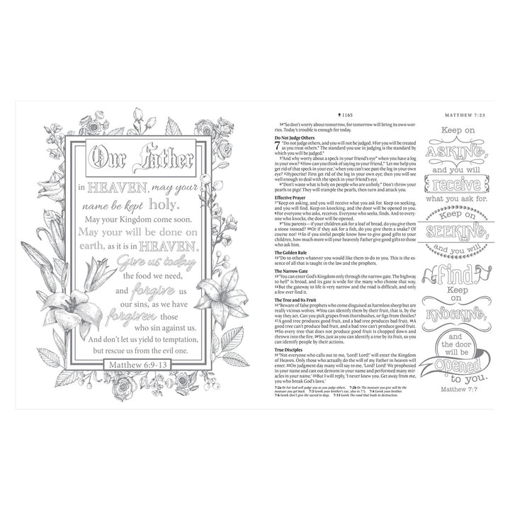 NLT Floral Fields Faux Leather Inspire Large Print Filament-Enabled Bible