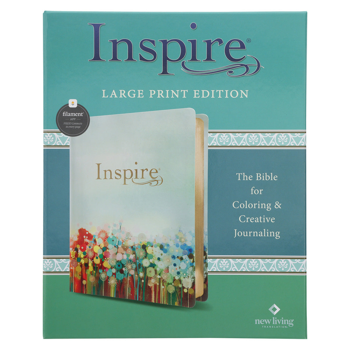 NLT Floral Fields Faux Leather Inspire Large Print Filament-Enabled Bible