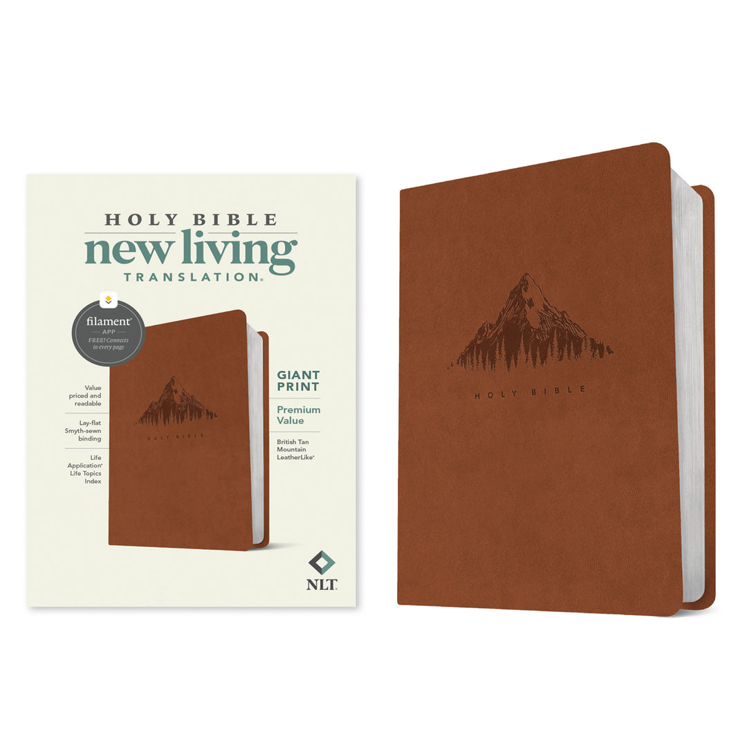 NLT Tan Mountain Imitation Leather Filament Premium Value Thinline Bible Giant Print