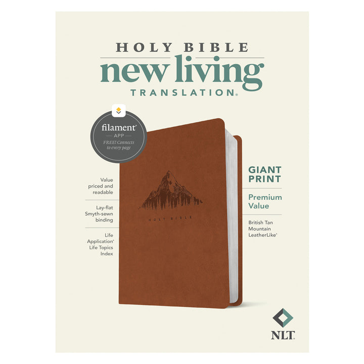 NLT Tan Mountain Imitation Leather Filament Premium Value Thinline Bible Giant Print