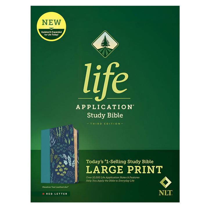 NLT Meadow Teal Leaf Imitation Leather 3rd Edition Life Application Study Bible Large Print