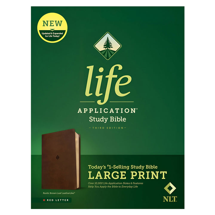 NLT Rustic Brown Leaf Imitation Leather 3rd Edition Life Application Study Bible Large Print