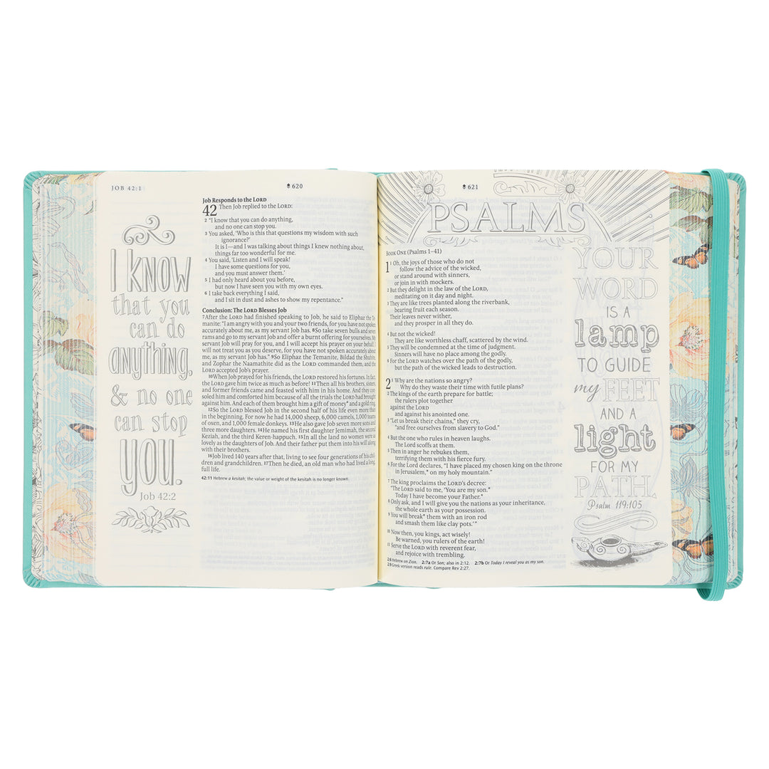 NLT Aquamarine Hardcover Faux Leather Inspire Filament-Enabled Bible