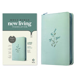 NLT Baby Blue Blossoms Imitation Leather with Zip Filament Thinline Ref Large Print Red Letter