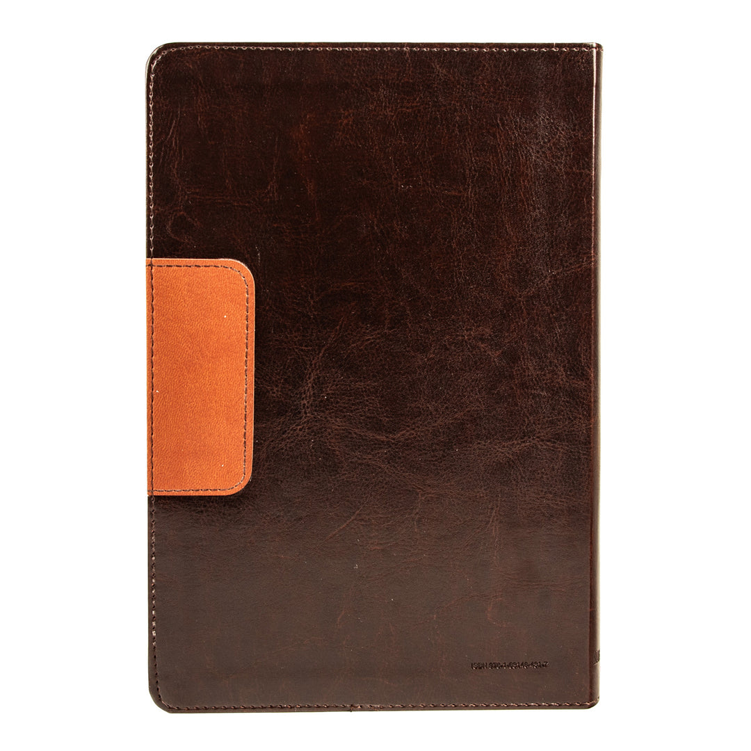 The Message Brown & Saddle Tan Two Tone Faux Leather Slimline Edition Bible