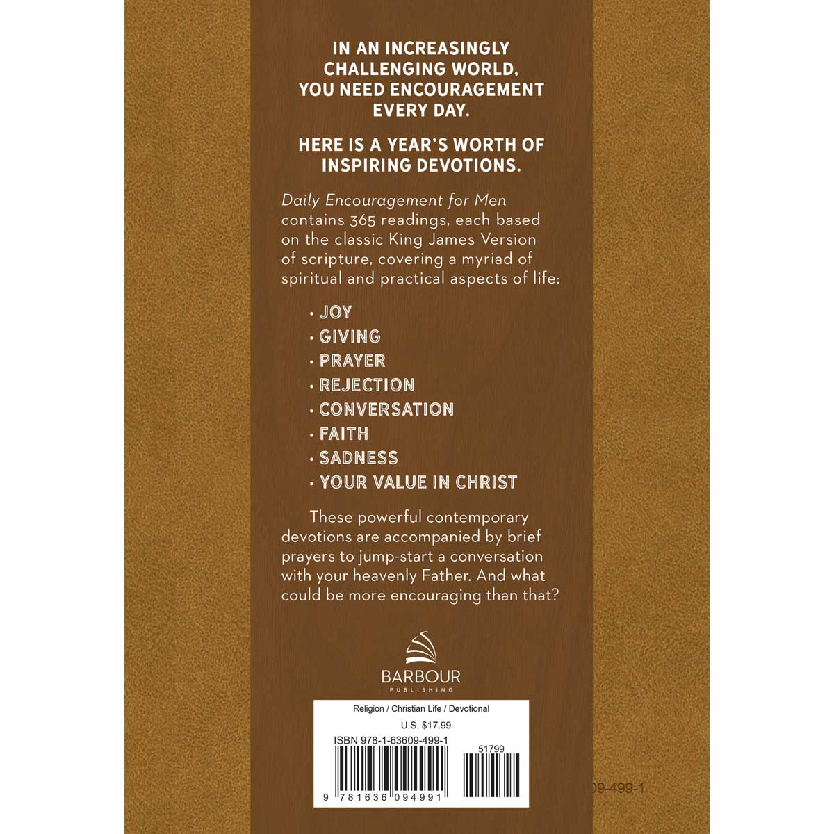 Daily Encouragement For Men: 365 Power Packed Devotions (Imitation Leather)