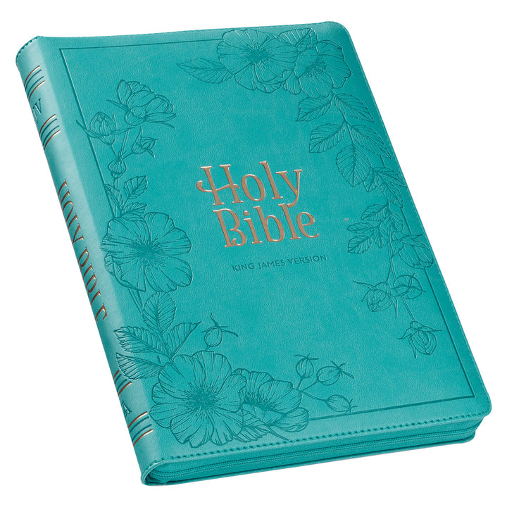 KJV Teal Faux Leather Thinline Bible Large Print