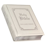 KJV White Faux Leather Family Bible Double Column Format